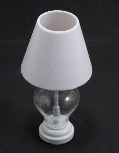 Dollhouse Miniature LED Battery White Glass Table Lamp