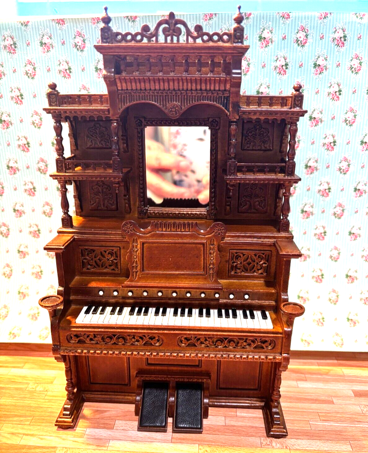 Dollhouse Miniature JBM Pump Organ in Walnut