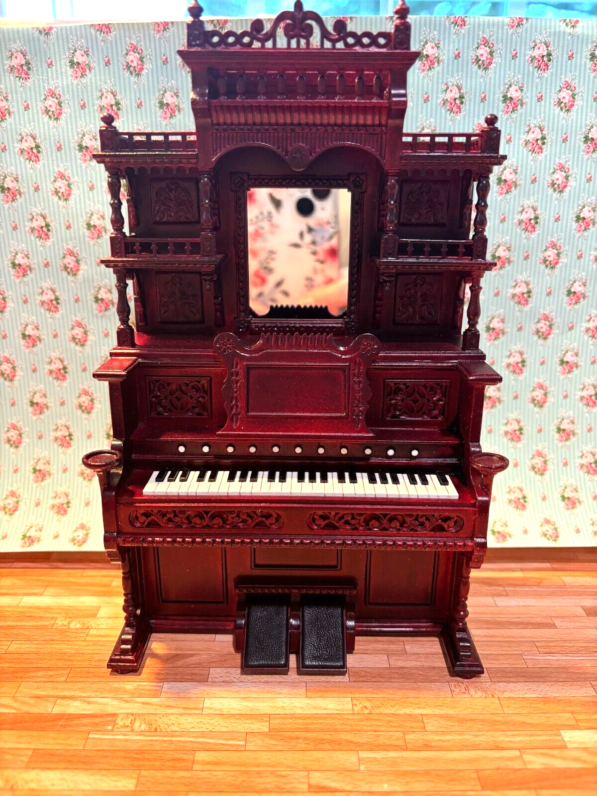 Dollhouse Miniature JBM Pump Organ in Mahogany
