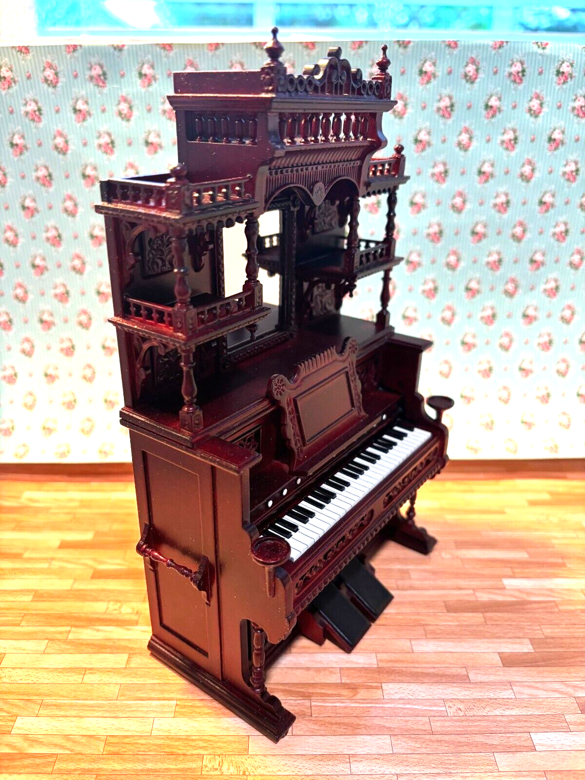 Dollhouse Miniature JBM Pump Organ in Mahogany
