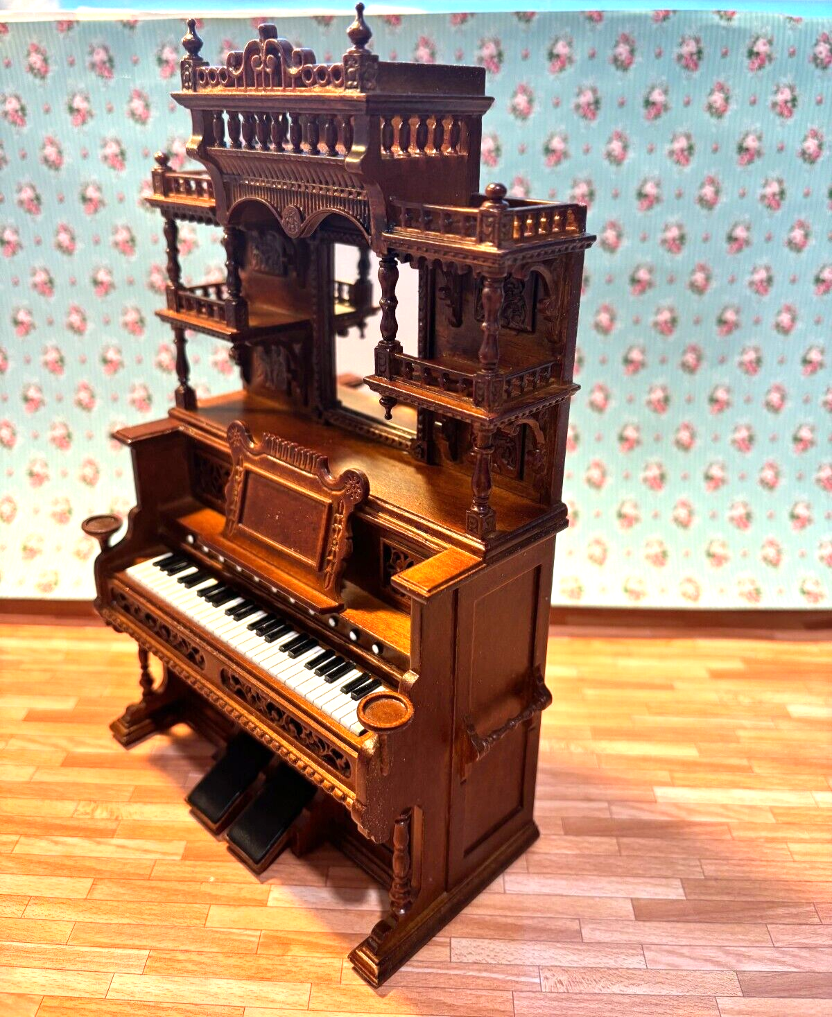 Dollhouse Miniature JBM Pump Organ in Walnut