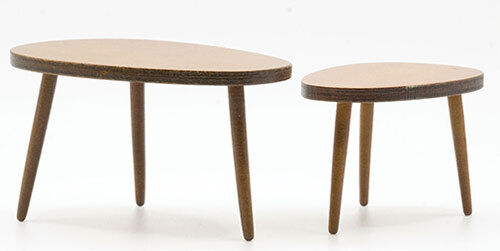 Dollhouse Miniature Set of 2 Nesting Tables, Walnut