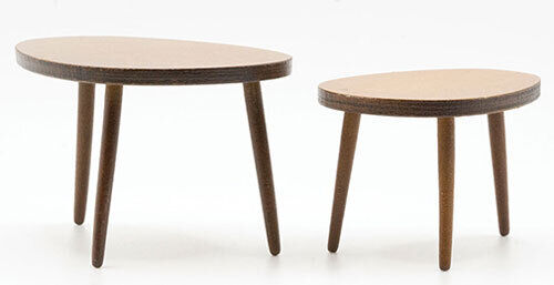 Dollhouse Miniature Set of 2 Nesting Tables, Walnut