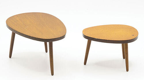 Dollhouse Miniature Set of 2 Nesting Tables, Walnut