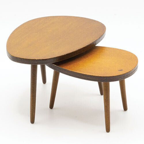 Dollhouse Miniature Set of 2 Nesting Tables, Walnut