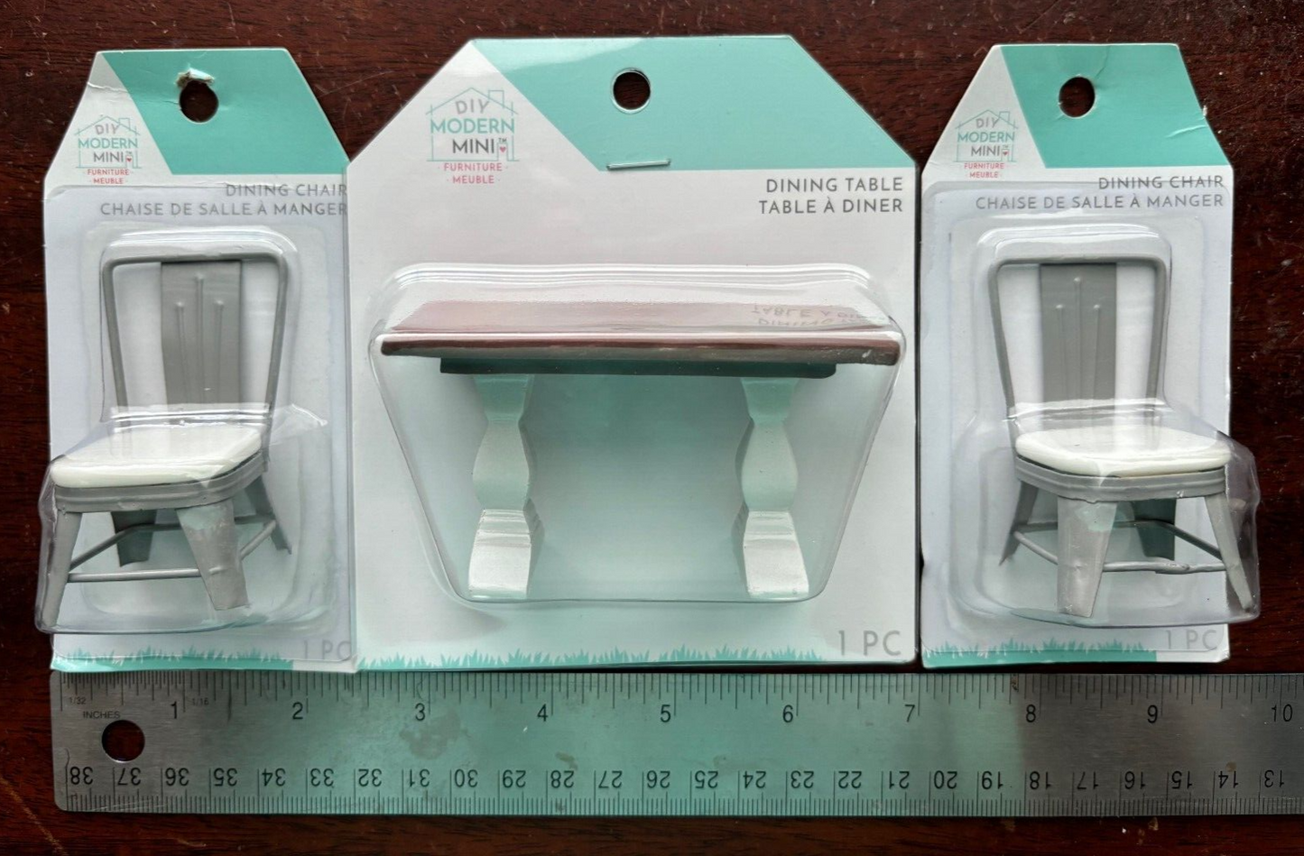 DIY Modern Mini Dollhouse Furniture - Dining Table and 2 Chairs