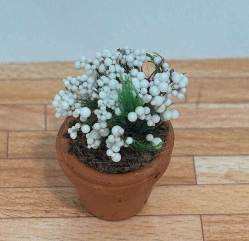 Dollhouse Miniature White Baby's Breath in Pot - Handcrafted