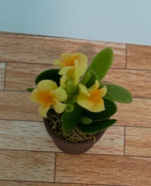 Dollhouse Miniature Yellow Orchid in Pot - Handcrafted