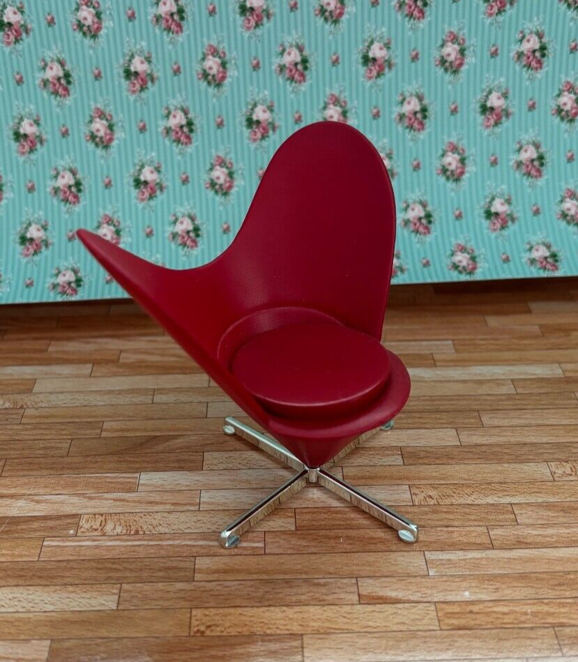 Dollhouse Miniature Heart Cone Chair in Red