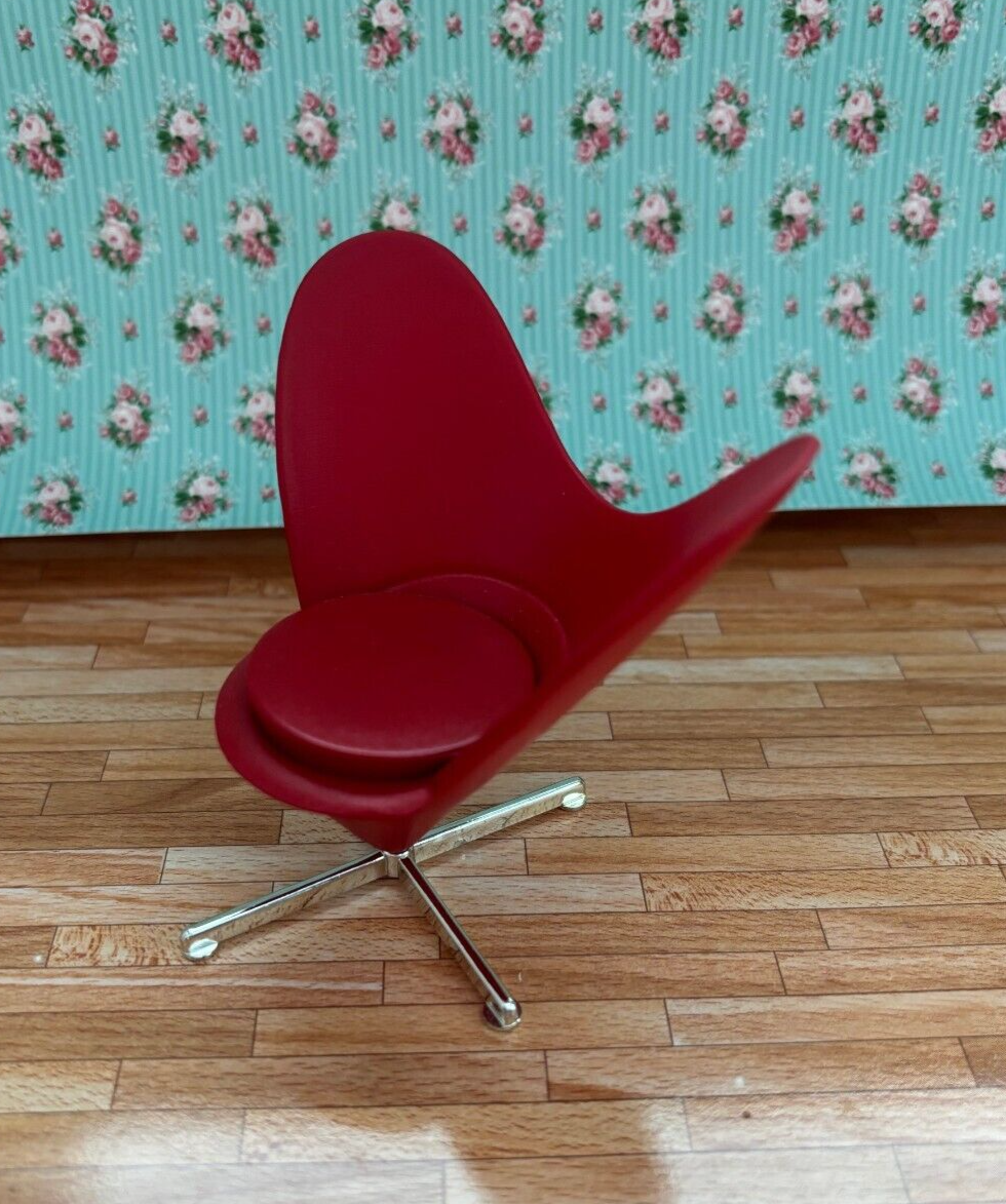 Dollhouse Miniature Heart Cone Chair in Red