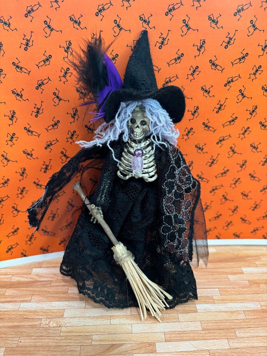 Dollhouse Miniature Halloween Skeleton Witch Doll