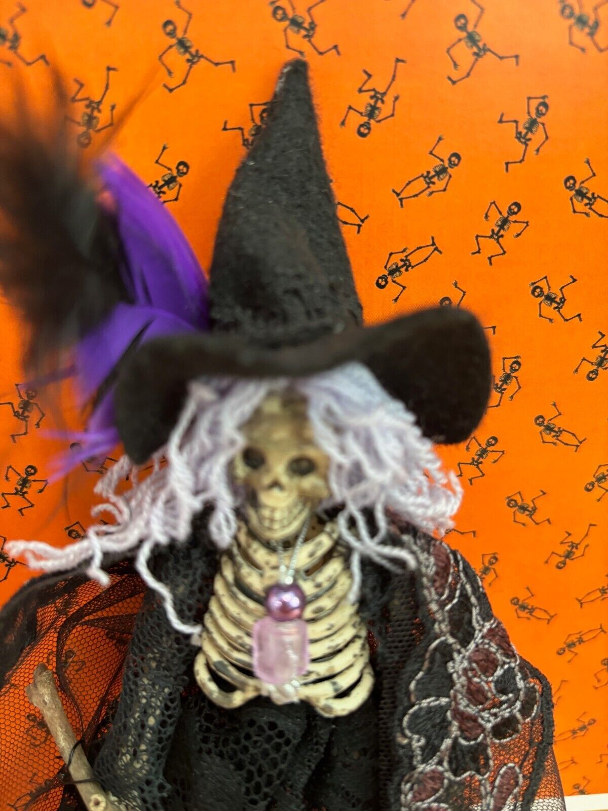 Dollhouse Miniature Halloween Skeleton Witch Doll