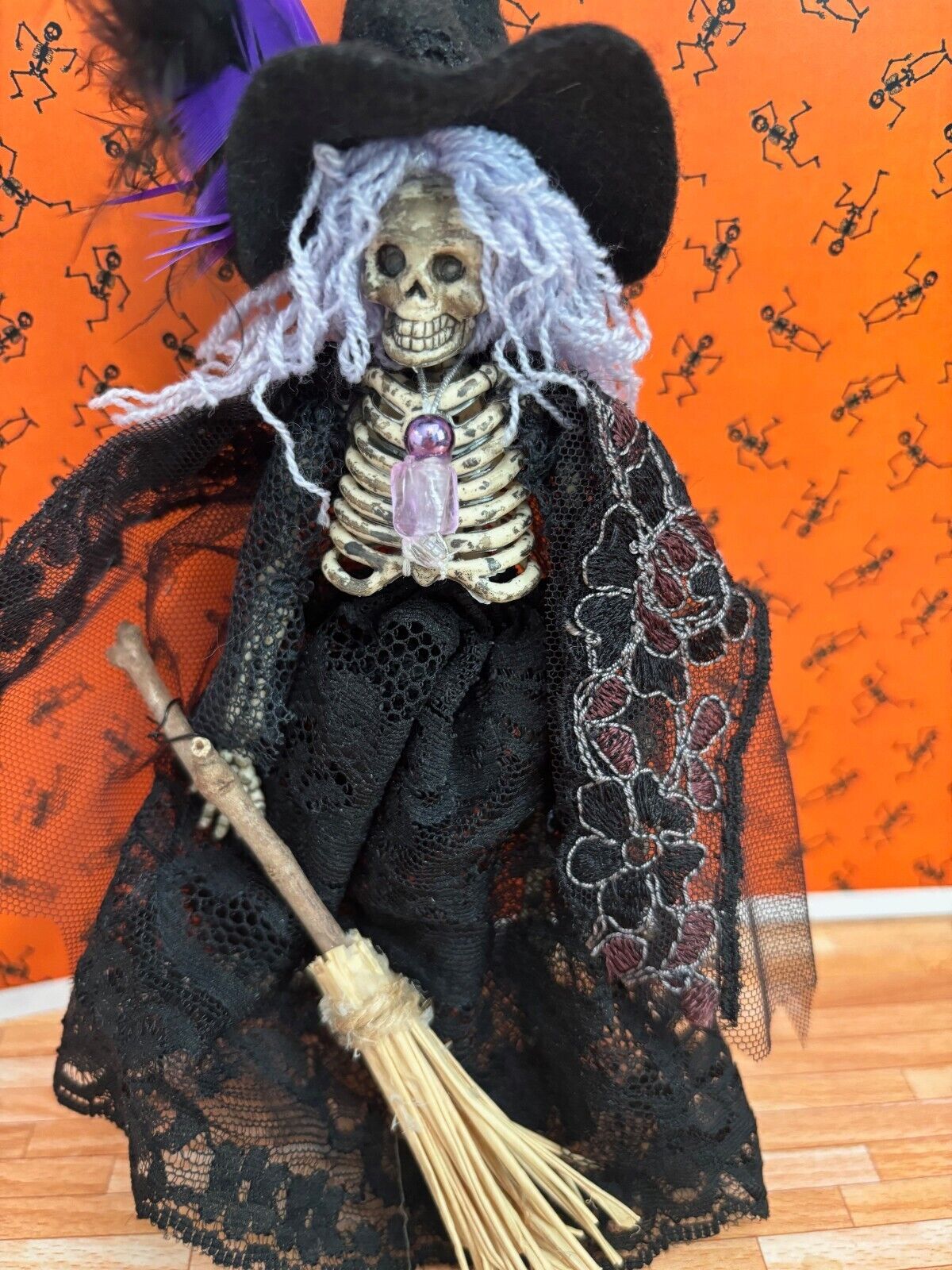 Dollhouse Miniature Halloween Skeleton Witch Doll