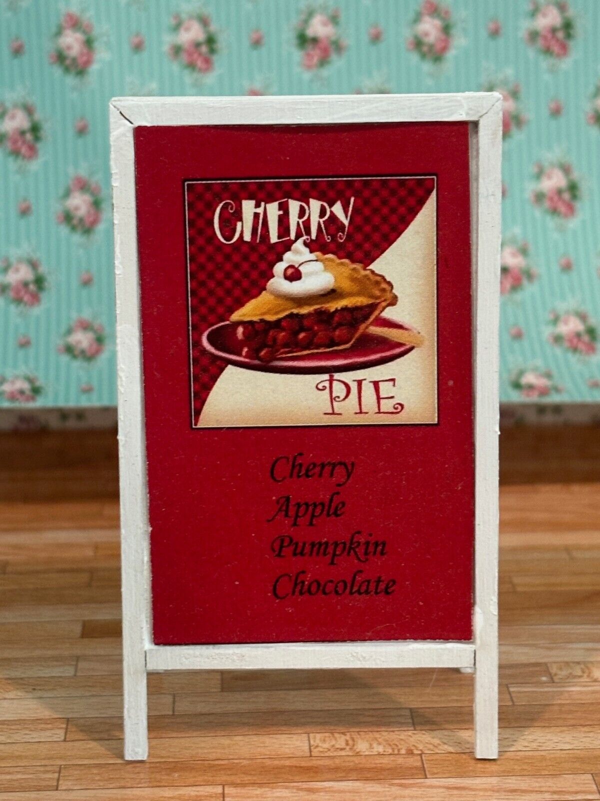 Dollhouse Miniature Sidewalk Sign - Cherry Pie