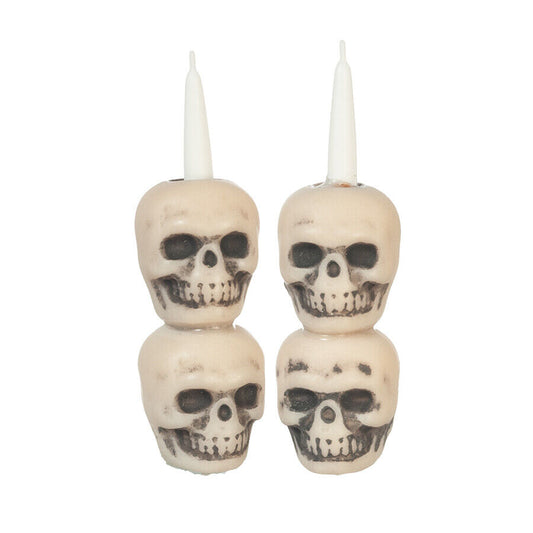 Dollhouse Miniature Halloween Double Skull Candle Set of 2