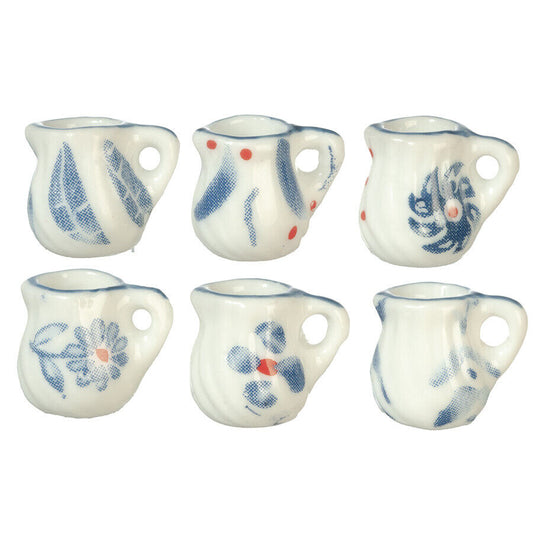 Dollhouse Miniature Set of 6 Assorted Ceramic Pitchers