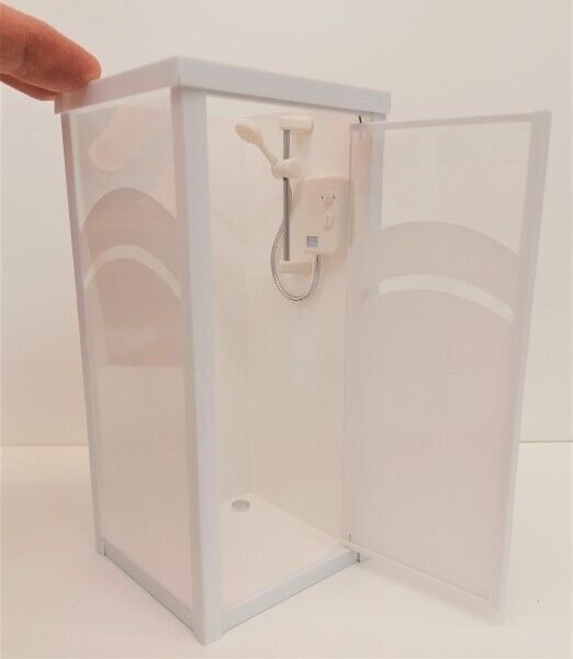 Dollhouse Miniature Shower Cubicle with Opening Door on Right by Delph Miniatures