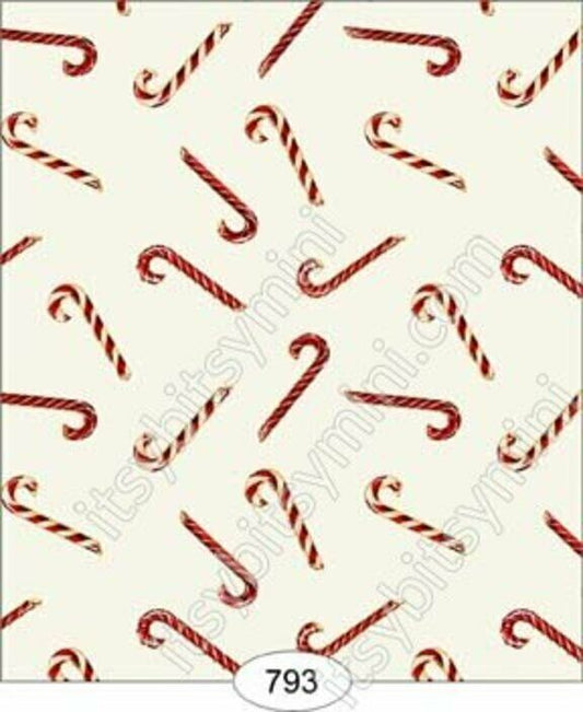 Dollhouse Miniature Wallpaper Itsy Bitsy- Christmas - Candy Cane Toss 1:12 Scale