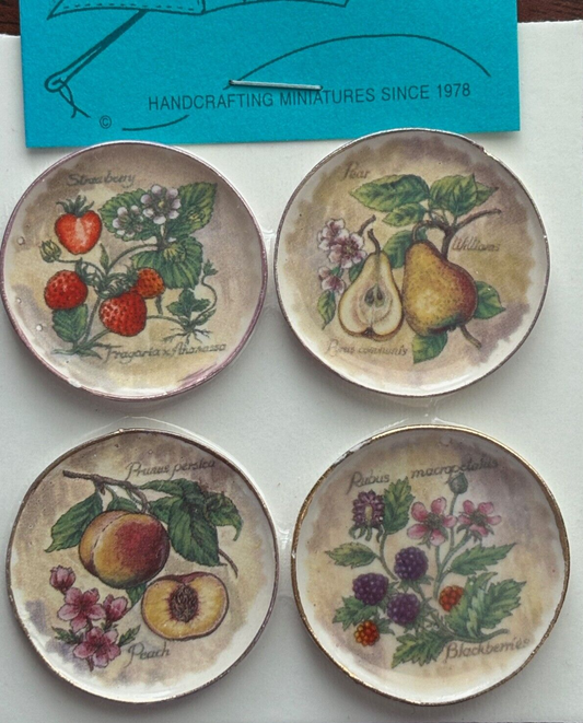 Dollhouse Miniature Fruit Platter Set of 4 - Handcrafted