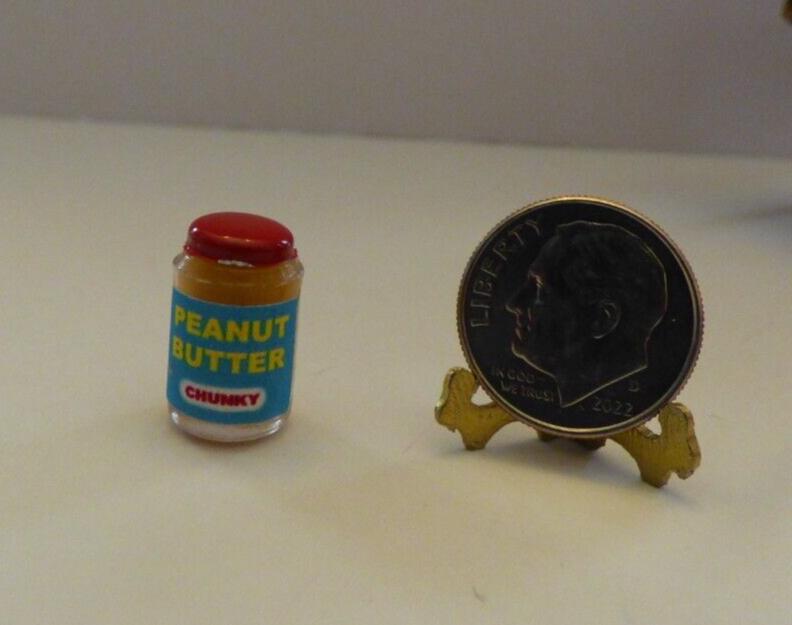 Dollhouse miniature jar of chunky peanut butter - handcrafted