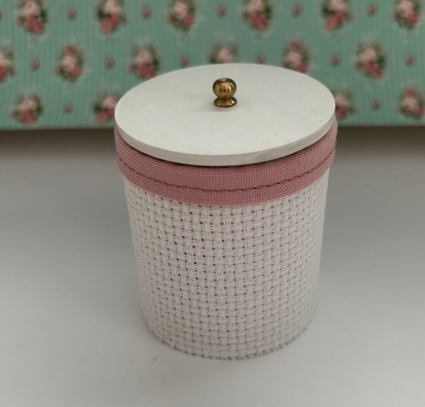Dollhouse Miniature Handcrafted Lidded Clothes Hamper in Pink or Purple
