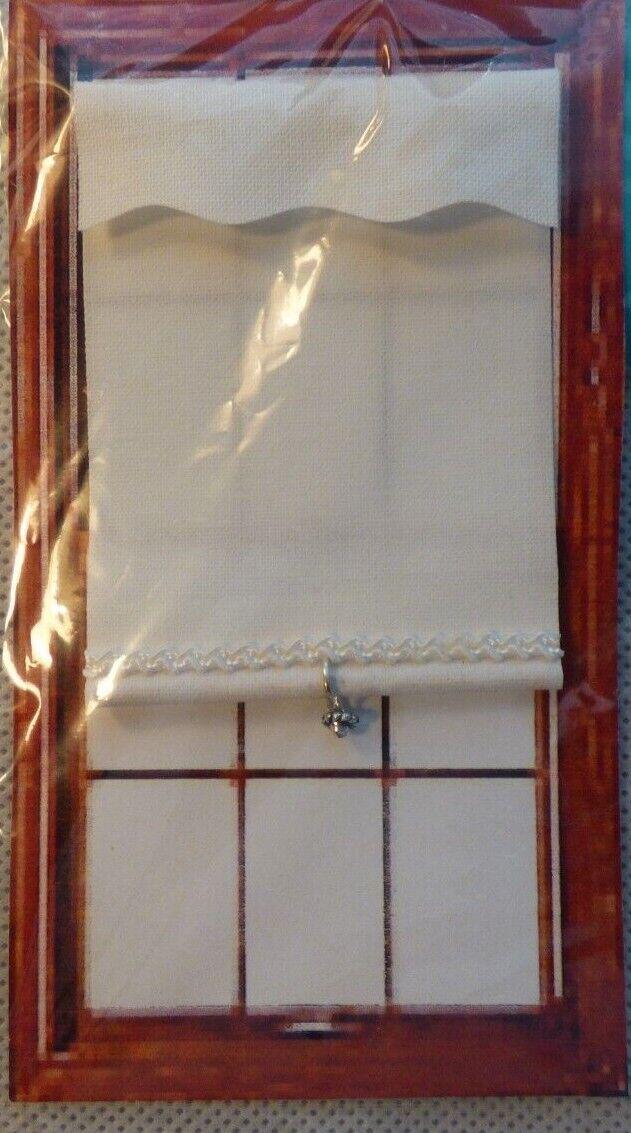 Dollhouse miniature designer window shade, valance, daisy pull