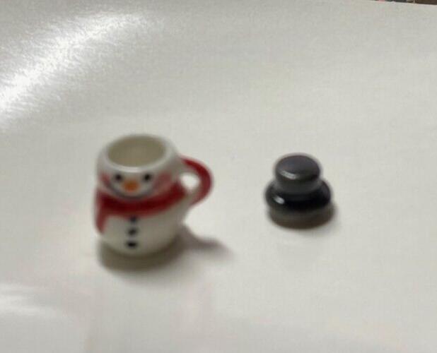 Dollhouse miniature snowman with top hat mug