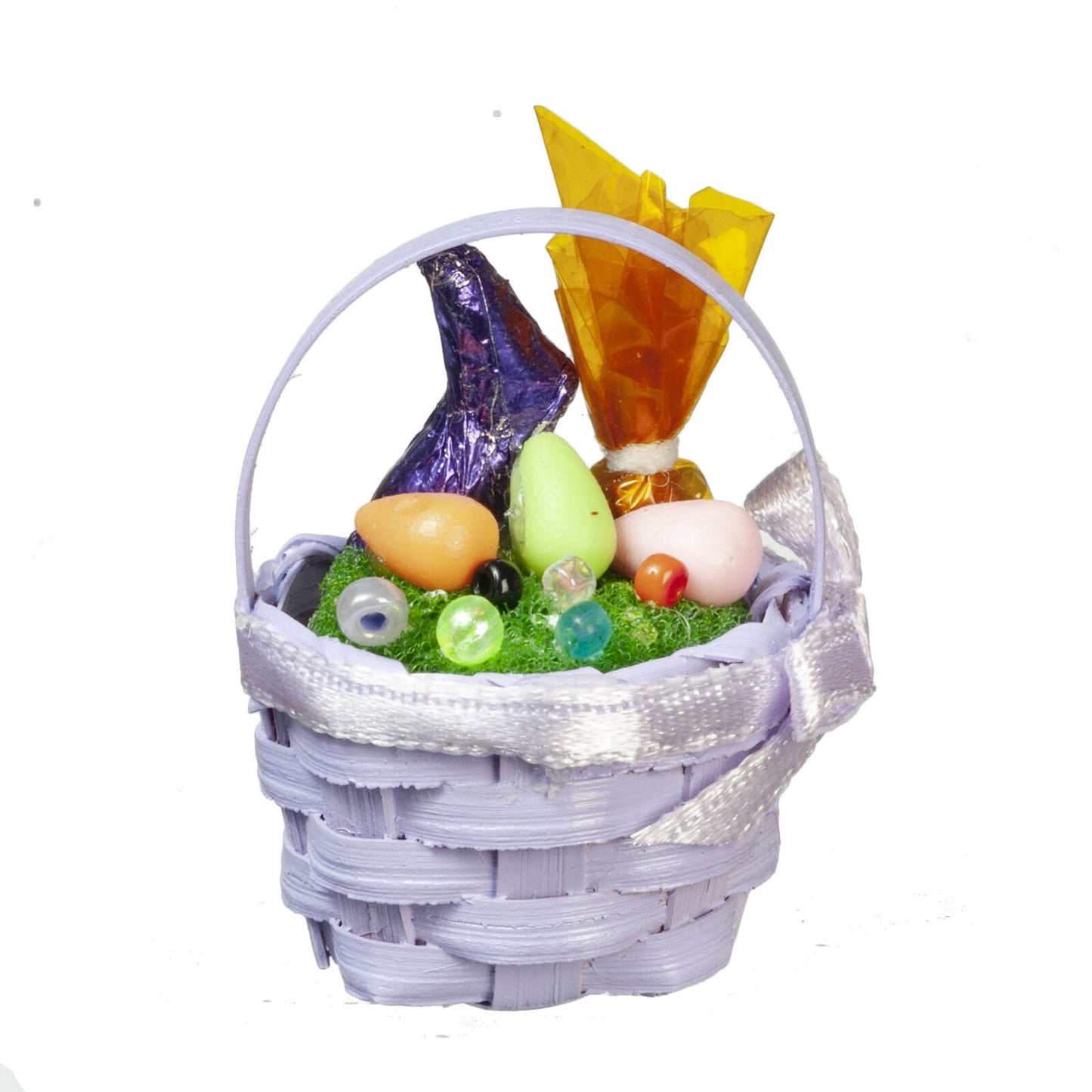 Dollhouse Miniature Filled Easter Basket - Lavender
