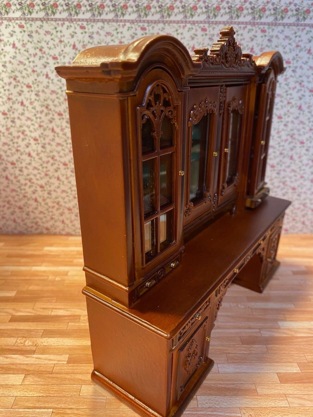 Dollhouse Miniature China Cabinet in Walnut from the Platinum Collection