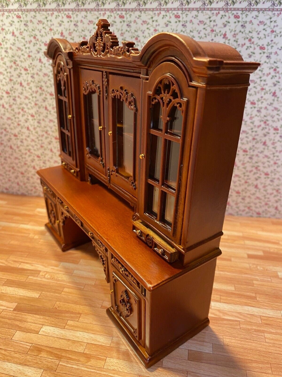 Dollhouse Miniature China Cabinet in Walnut from the Platinum Collection