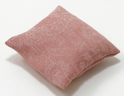 Dollhouse miniature mauve pillow with floral pattern
