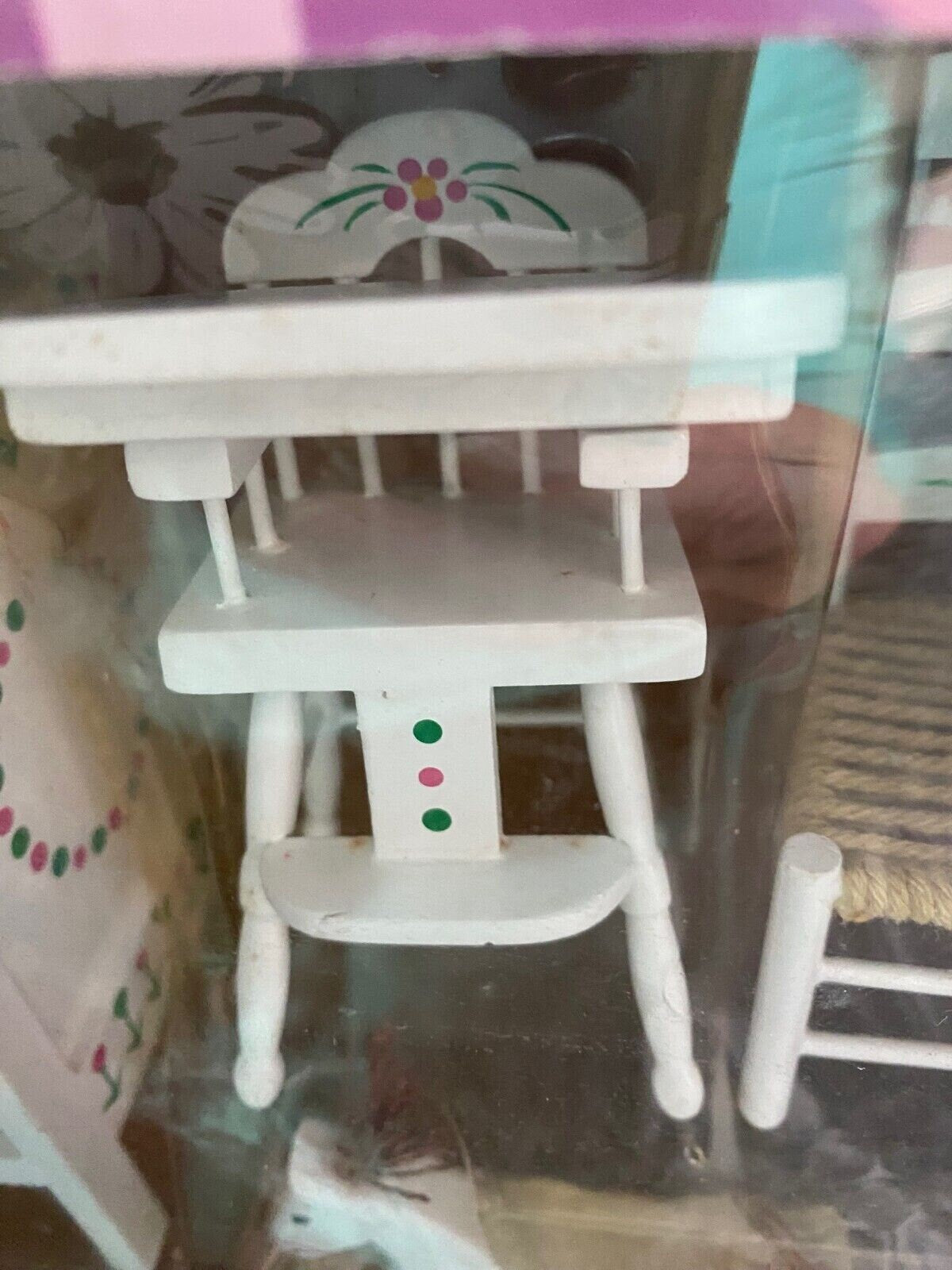 Dollhouse Miniature White Nursery Set of 5 with Floral Design