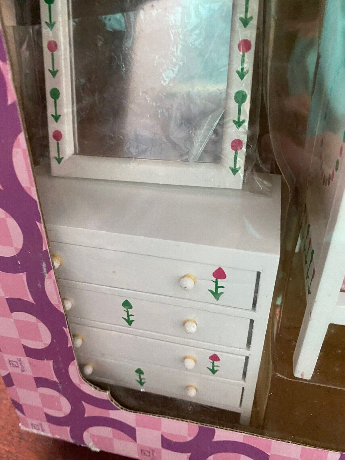 Dollhouse Miniature White Nursery Set of 5 with Floral Design