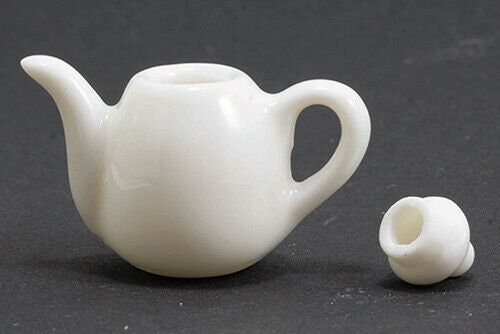 Dollhouse Miniature Porcelain Teapot in White