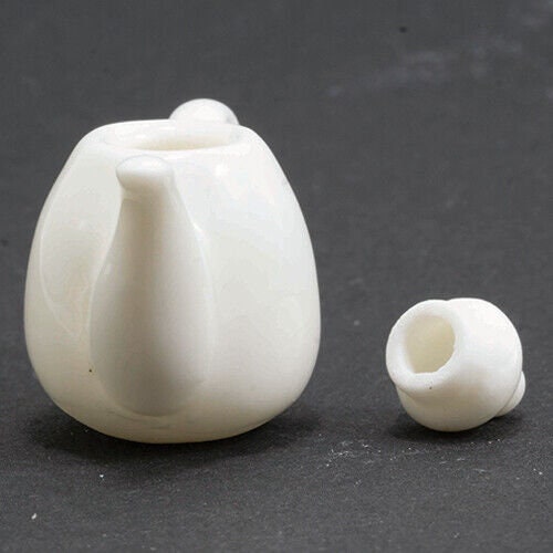 Dollhouse Miniature Porcelain Teapot in White