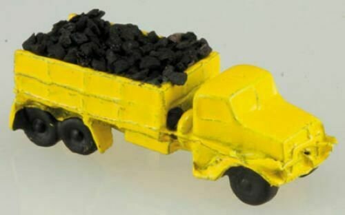 Dollhouse miniature toy yellow truck with stone