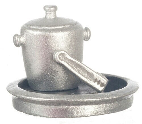 Dollhouse miniature resin modern ice bucket tray with tray