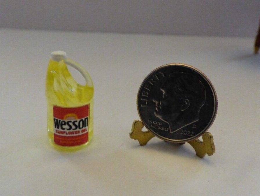 Dollhouse Miniature Bottle of Wesson Sunflower Oil - Handcrafted