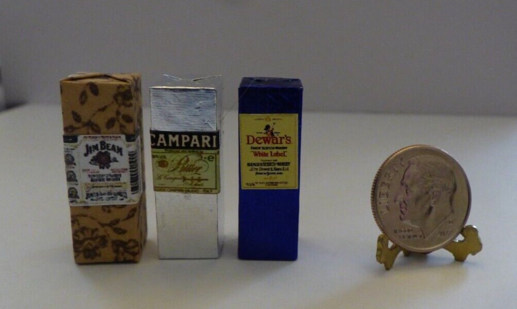 Dollhouse Miniature Set of 3 Liquor Boxes - Handcrafted
