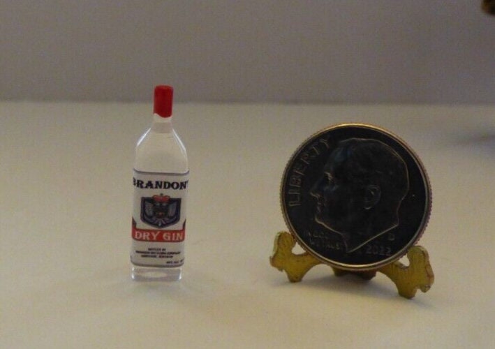 Dollhouse Miniature Dry Gin Bottle - Handcrafted