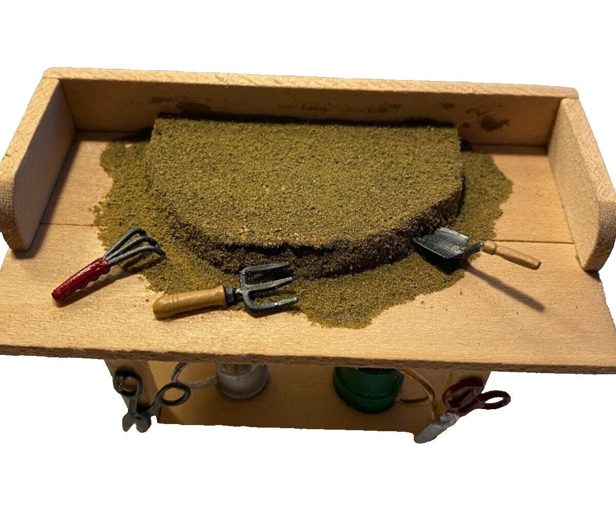 Dollhouse Miniature Potting Bench with Tools