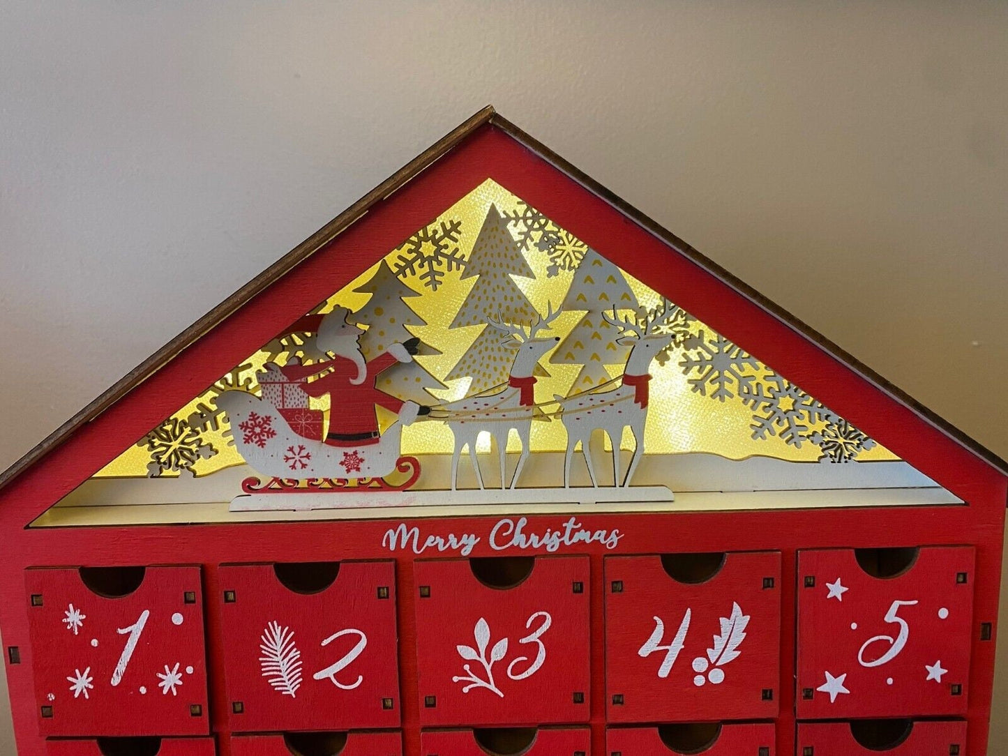 Lighted Holiday Advent Calendar Filled With Dollhouse Miniatures