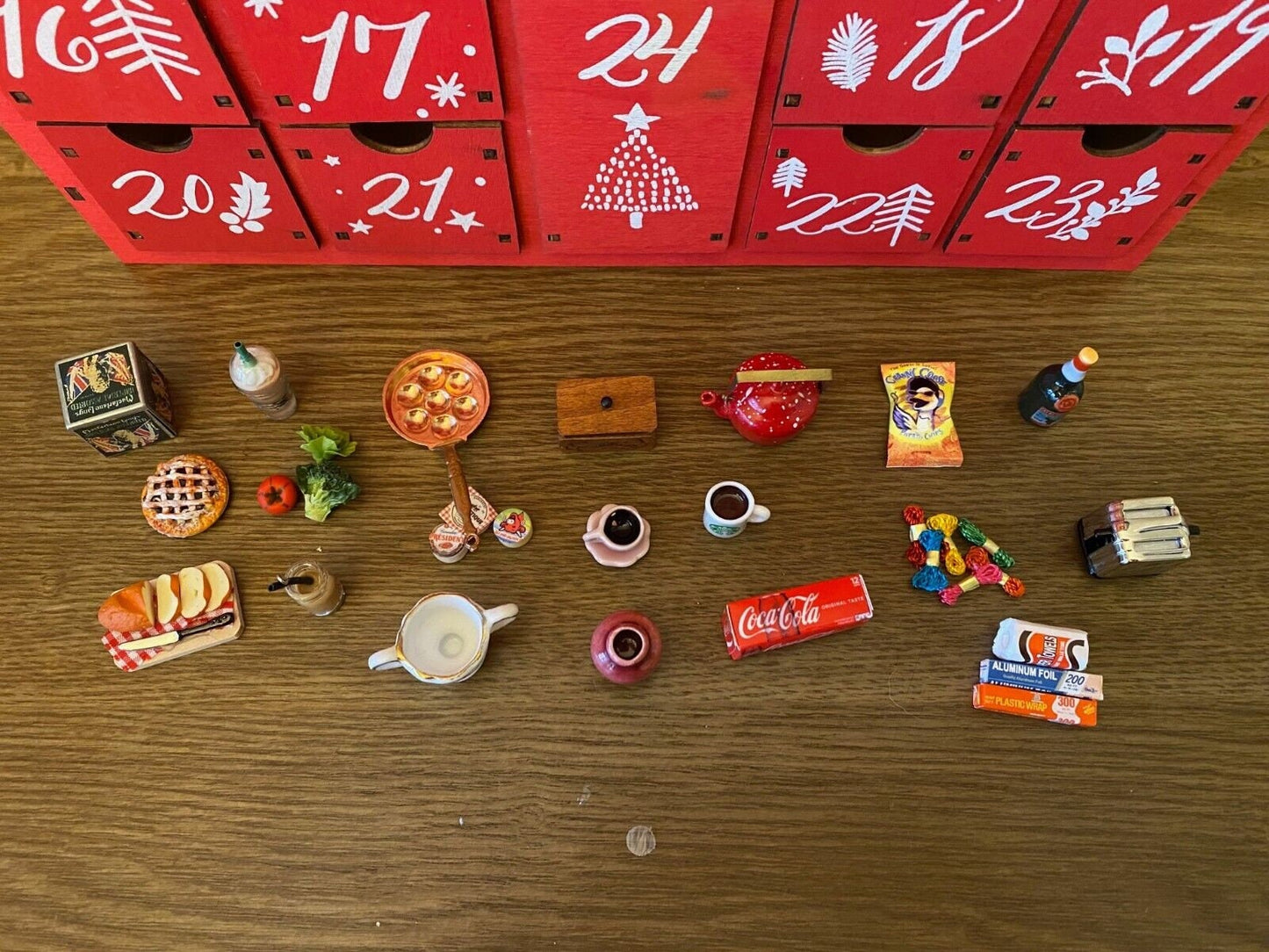Lighted Holiday Advent Calendar Filled With Dollhouse Miniatures