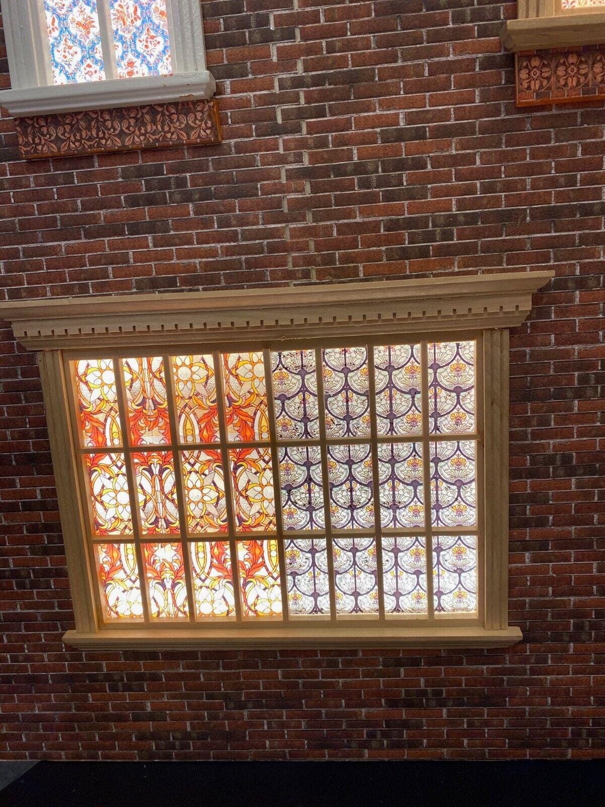 Dollhouse miniature "stained glass" by world model - plastic sheet 244002 - 1/24