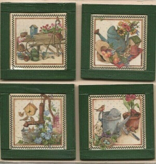 Dollhouse miniature set of 4 country gardening pictures