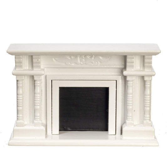 Dollhouse miniature victorian fireplace white