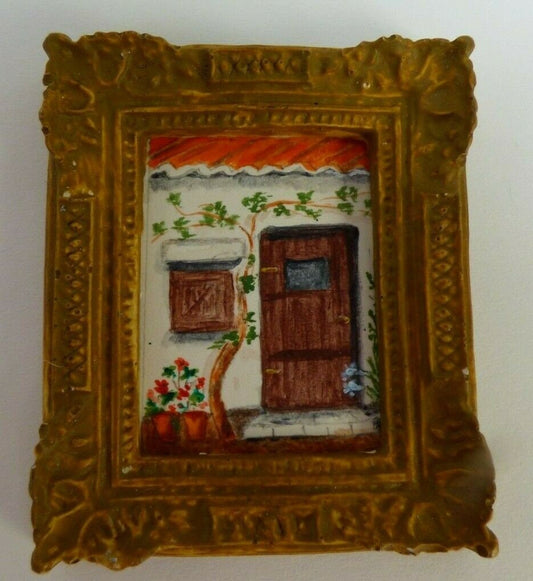 Dollhouse miniature original hand painted picture - front door