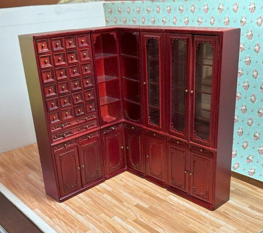 Dollhouse miniature 4 piece library set in mahogany by jia-li