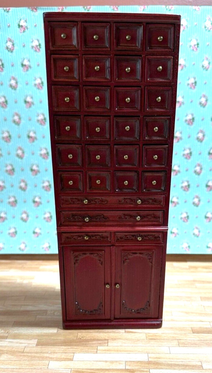 Dollhouse miniature 4 piece library set in mahogany by jia-li