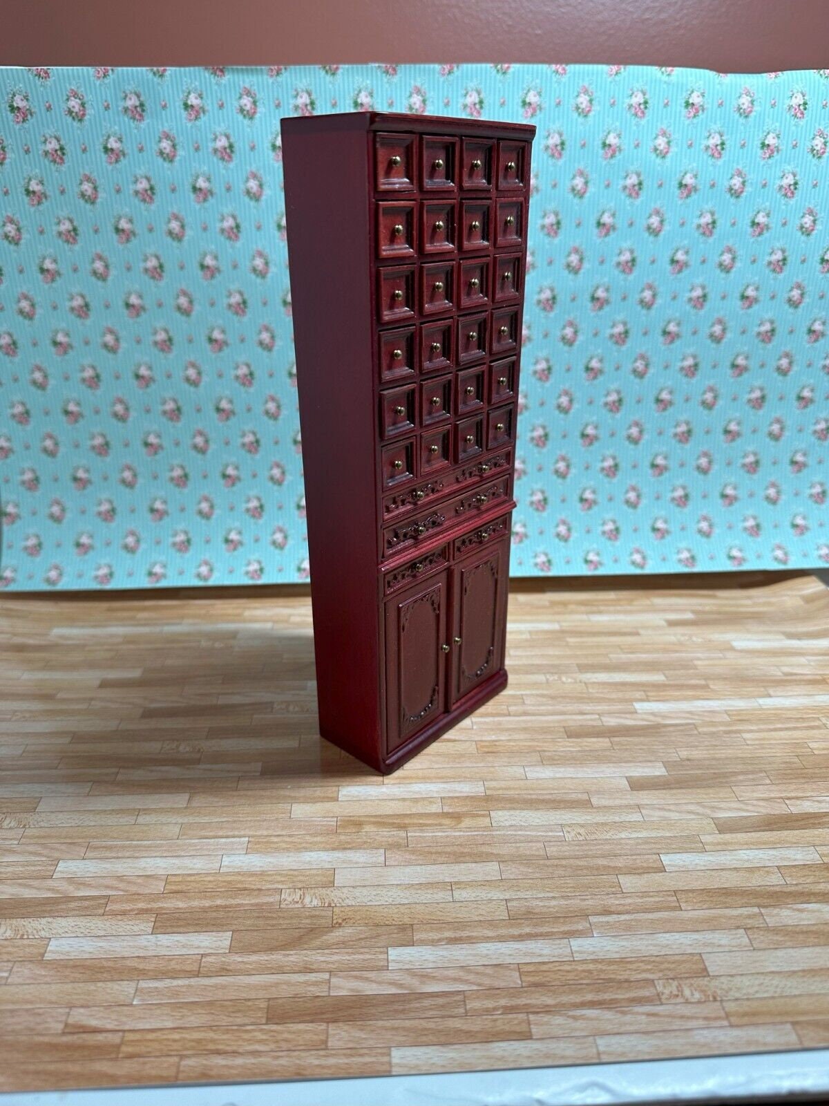 Dollhouse miniature 4 piece library set in mahogany by jia-li